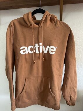 Active USA Brown Large Pullover Hoodie with White Logo